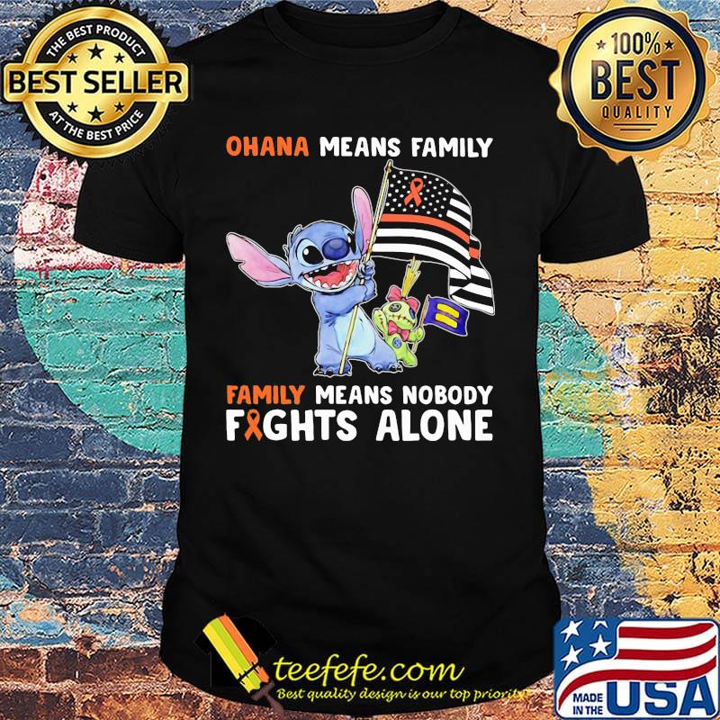 Stitch ohana means family means nobody fights alone american flag independence day shirt