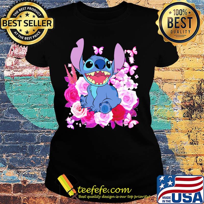 Stitch roses and butterflies s Ladies tee Stitch roses and butterflies s Ladies tee