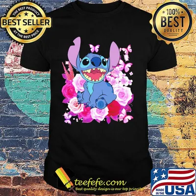 Stitch roses and butterflies shirt