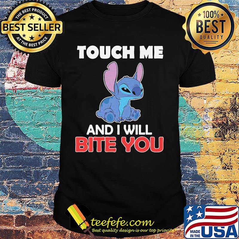 Stitch touch me and i will bite you black shirt