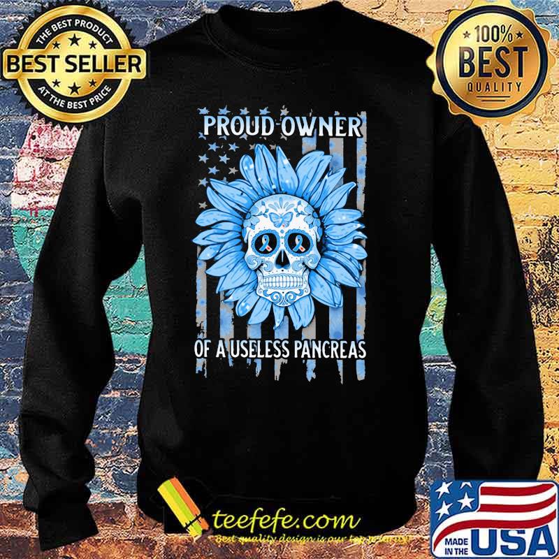 Sugar skull sunflower proud owner of a useless pancreas prevention awareness american flag independence day s Sweater Sugar skull sunflower proud owner of a useless pancreas prevention awareness american flag independence day s Sweater
