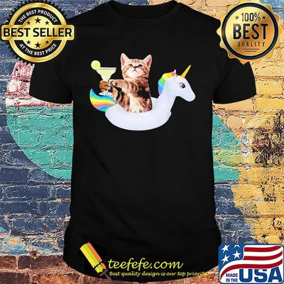 Summer cat drinking lemon unicorn float shirt