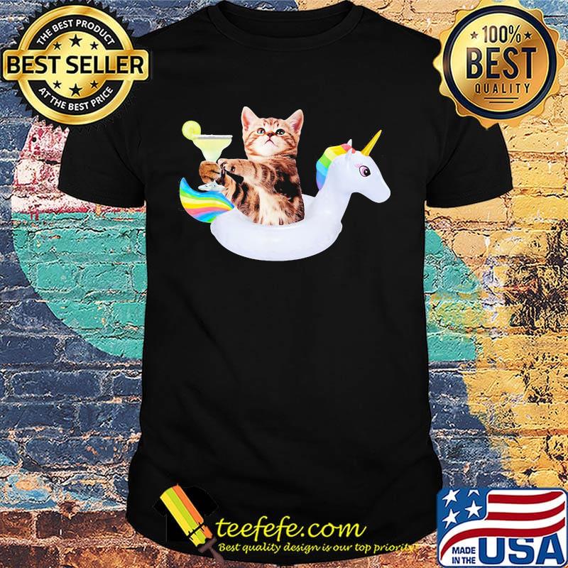 Summer cat drinking lemon unicorn float shirt Summer cat drinking lemon unicorn float shirt