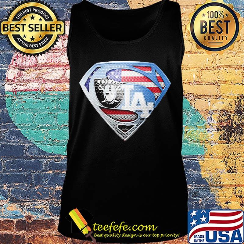 Superman los angeles raiders and los angeles dodgers american flag s Tank top Superman los angeles raiders and los angeles dodgers american flag s Tank top