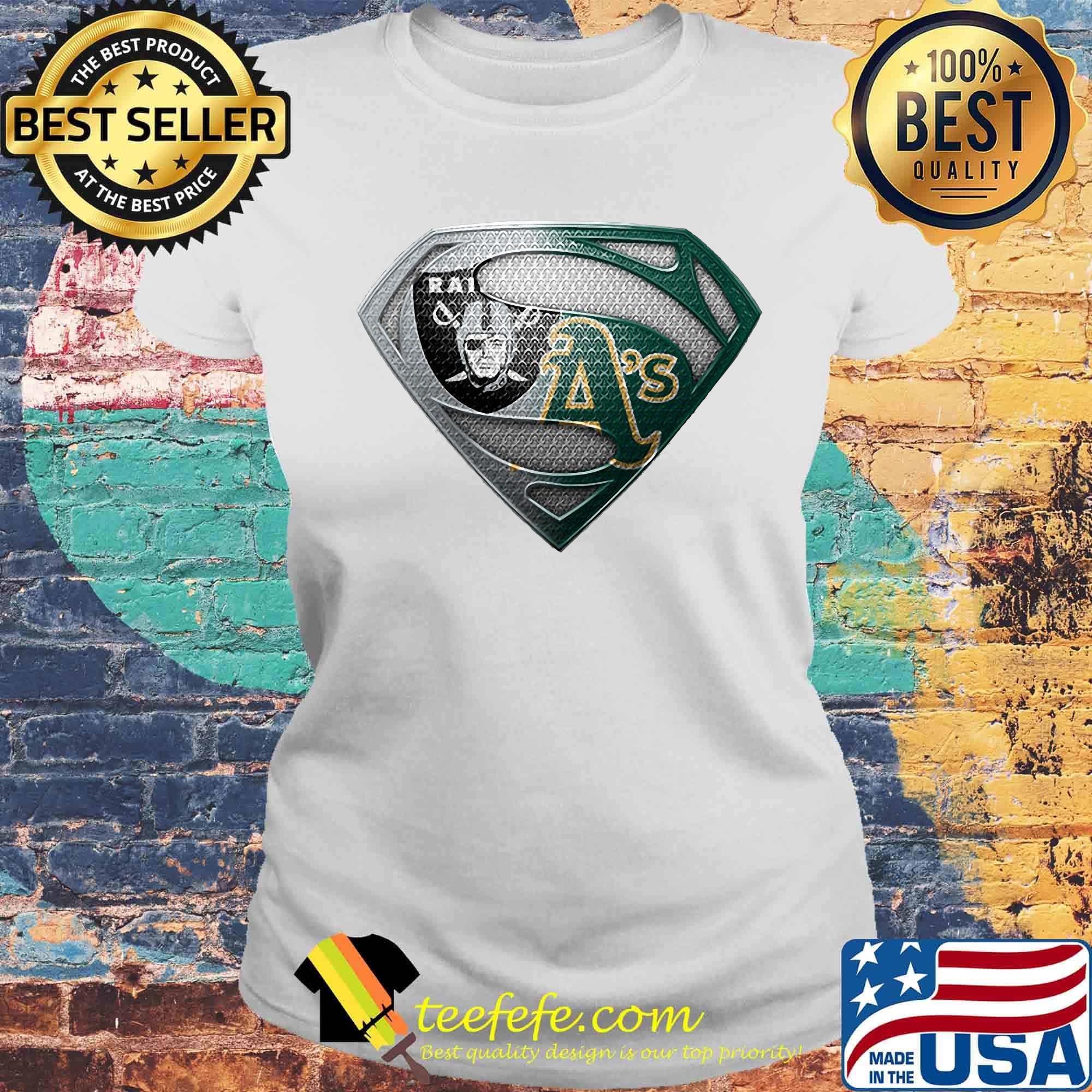 Superman oakland raiders and oakland athletics s Laides tee Superman oakland raiders and oakland athletics s Laides tee