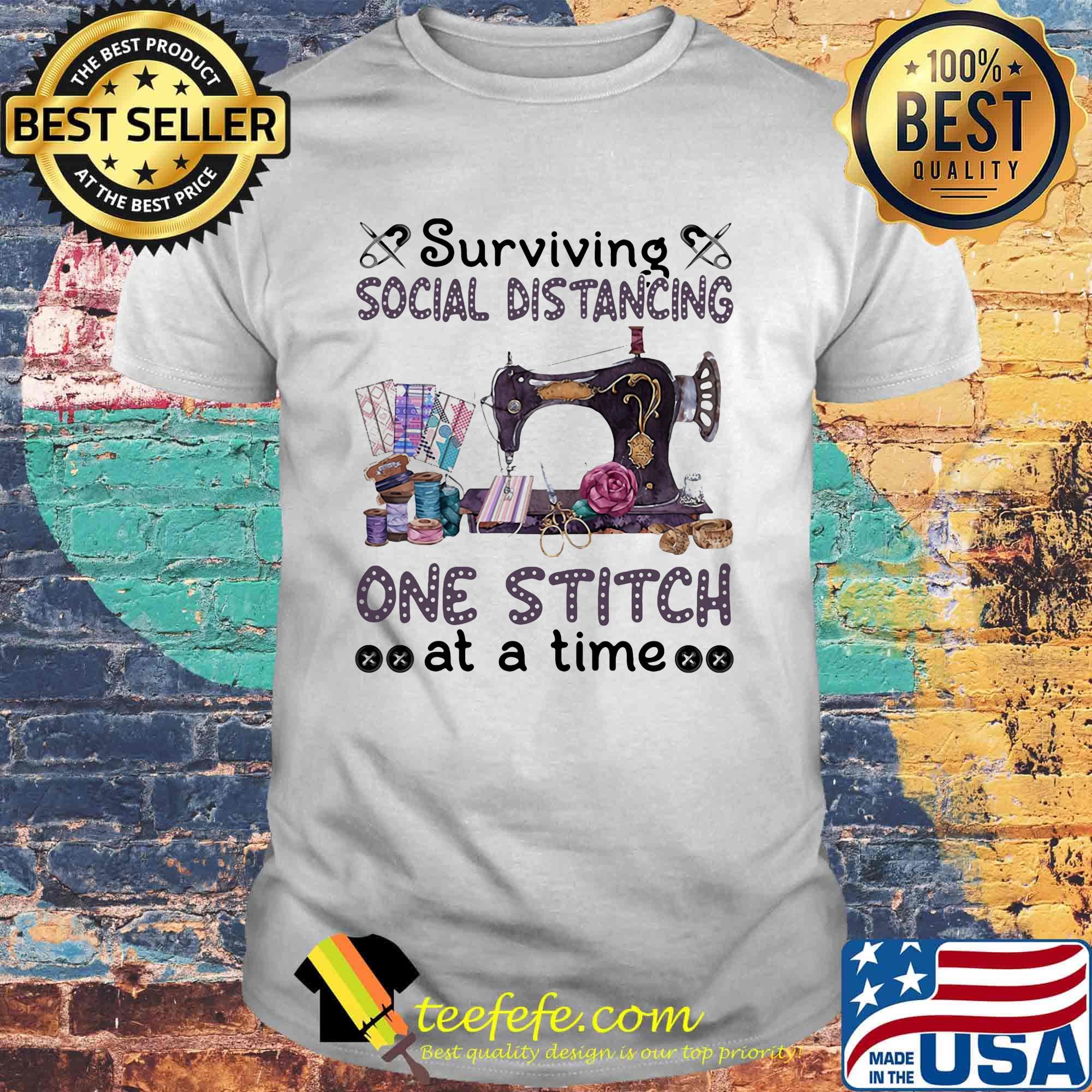 Surviving social distancing one stitch at a time sewing shirt