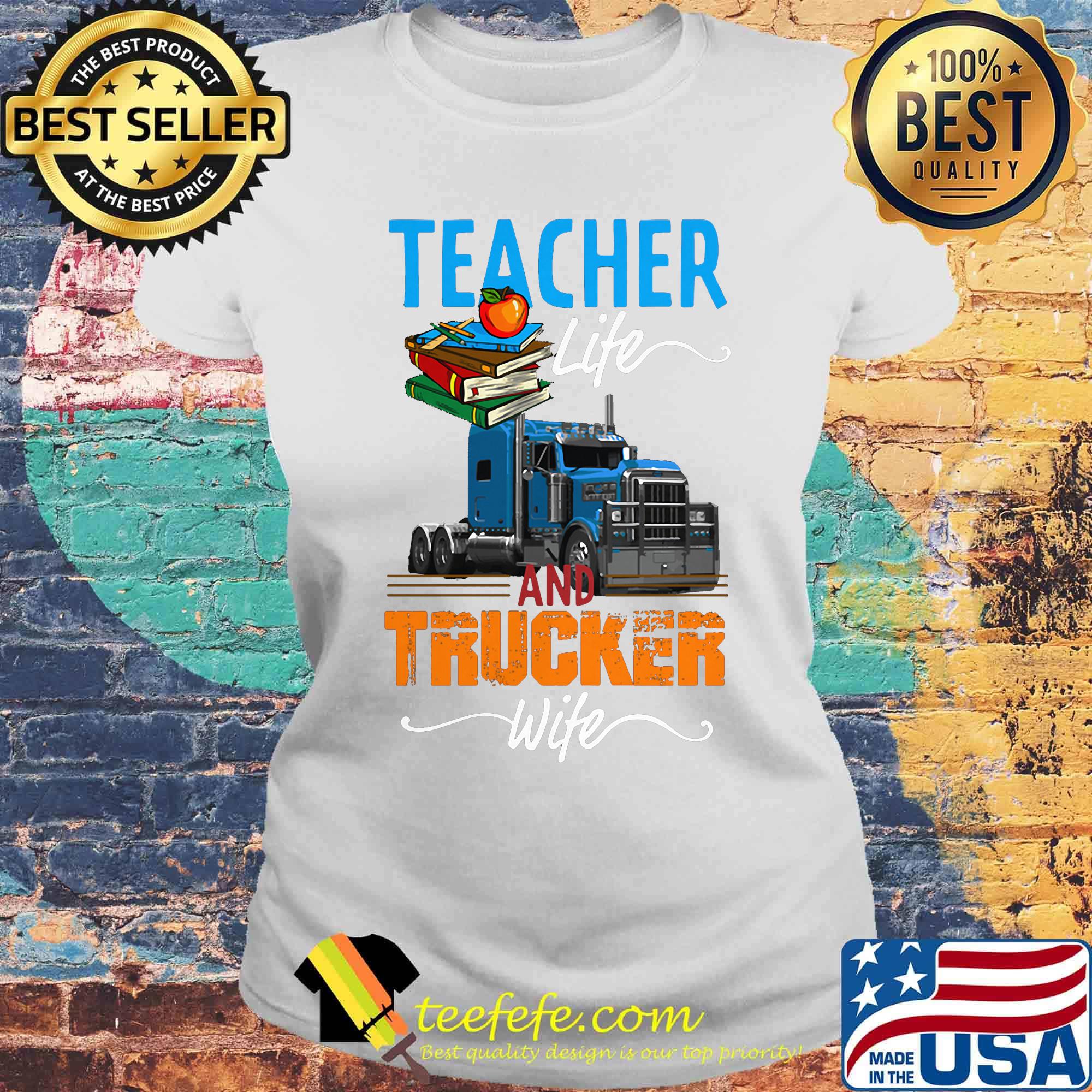 Teacher and trucker book apple s Laides tee Teacher and trucker book apple s Laides tee