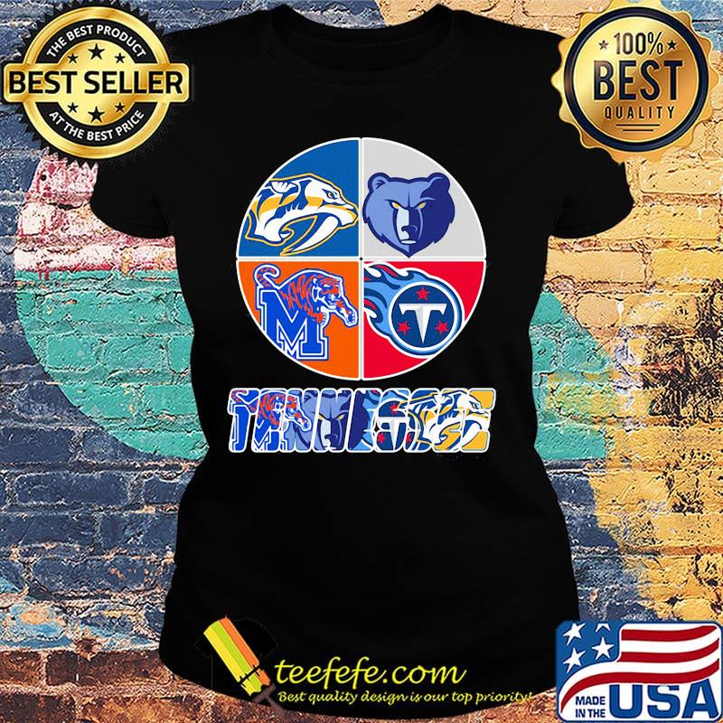 Tennessee nashville predators memphis tigers memphis grizzlies and tennessee titans logo s Ladies tee Tennessee nashville predators memphis tigers memphis grizzlies and tennessee titans logo s Ladies tee