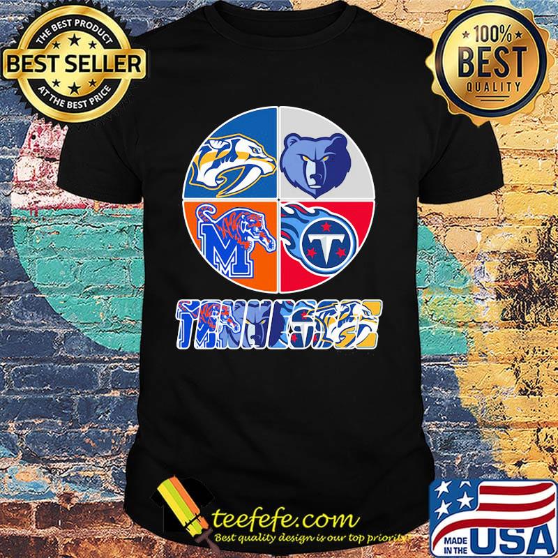 Tennessee nashville predators memphis tigers memphis grizzlies and tennessee titans logo shirt
