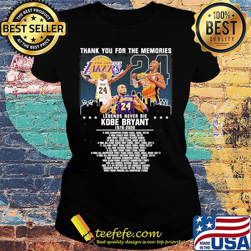 Thank you for the memories legends never die kobe bryant 1978 2020 signature stars s Ladies tee Thank you for the memories legends never die kobe bryant 1978 2020 signature stars s Ladies tee