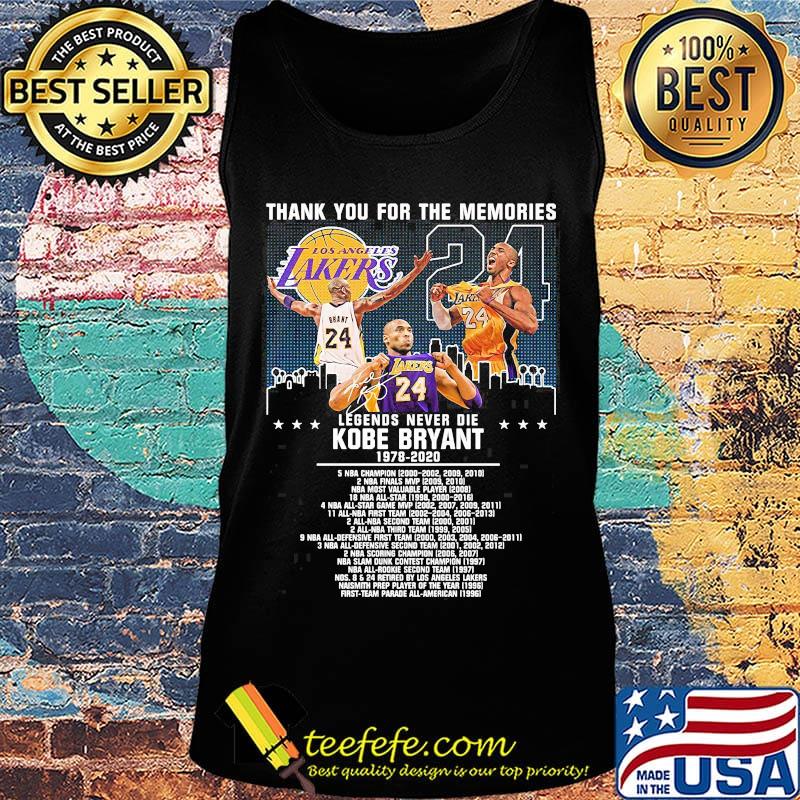 Thank you for the memories legends never die kobe bryant 1978 2020 signature stars s Tank top Thank you for the memories legends never die kobe bryant 1978 2020 signature stars s Tank top