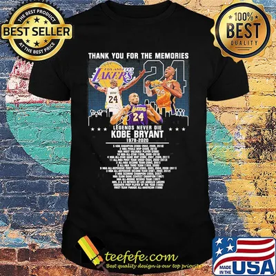 Thank you for the memories legends never die kobe bryant 1978 2020 signature stars shirt
