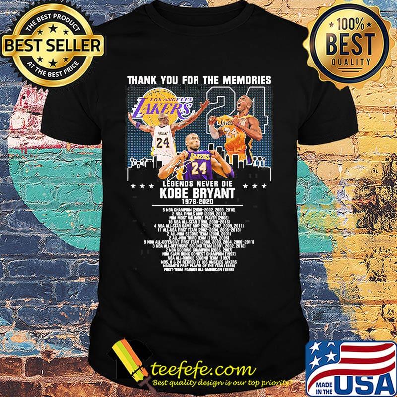 Thank you for the memories legends never die kobe bryant 1978 2020 signature stars shirt