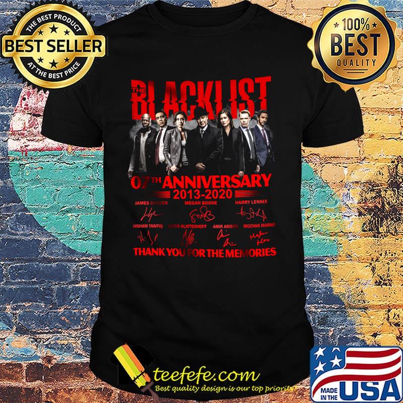 The blacklist movie 07th anniversary 2013 2020 thank you for the memories signatures shirt The blacklist movie 07th anniversary 2013 2020 thank you for the memories signatures shirt