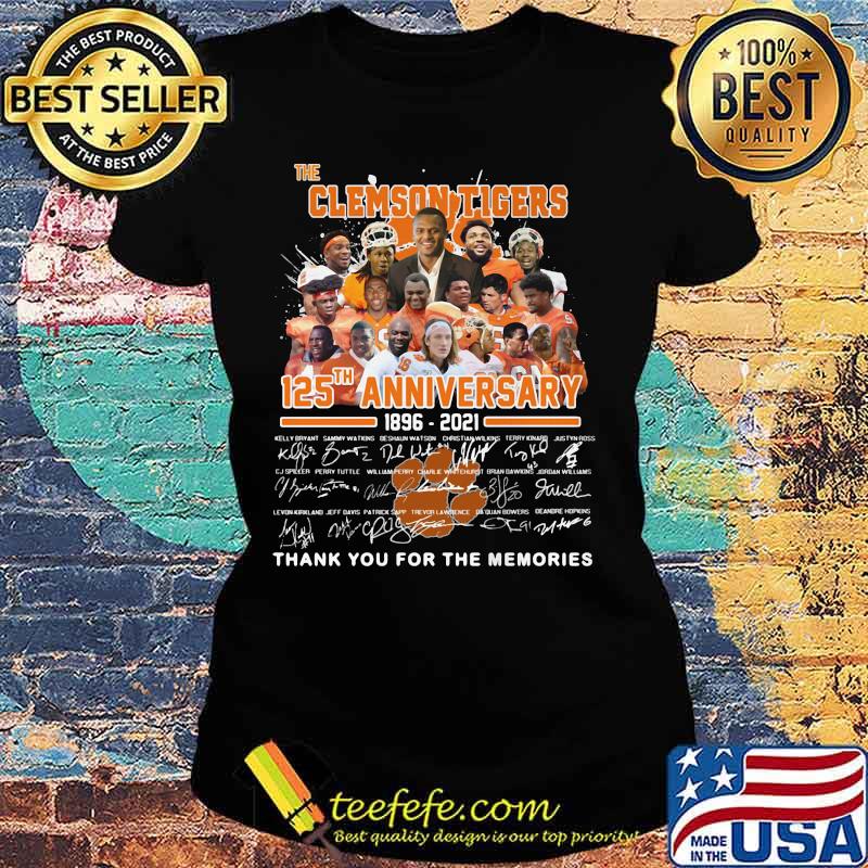 The clemson tigers 125th anniversary 1896 2020 thank you for the memories signatures s Ladies tee The clemson tigers 125th anniversary 1896 2020 thank you for the memories signatures s Ladies tee