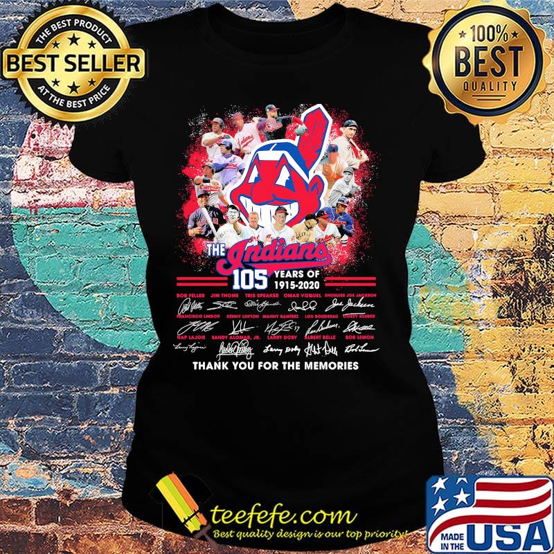 The cleveland indians 105th anniversary 1915 2020 thank you for the memories signatures s Ladies tee The cleveland indians 105th anniversary 1915 2020 thank you for the memories signatures s Ladies tee
