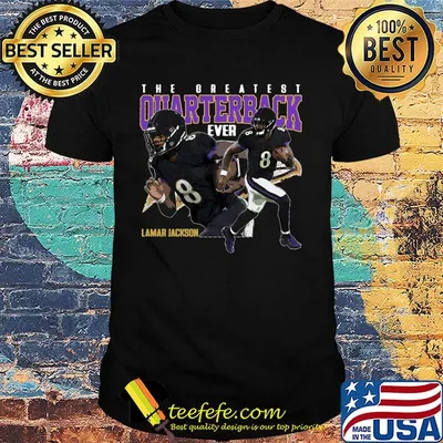 The greatest quarterback ever lamar jackson 8 baltimore ravens football shirt