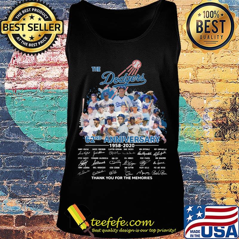 The los angeles dodgers 62nd anniversary 1958 2020 thank you for the memories signatures s Tank top The los angeles dodgers 62nd anniversary 1958 2020 thank you for the memories signatures s Tank top