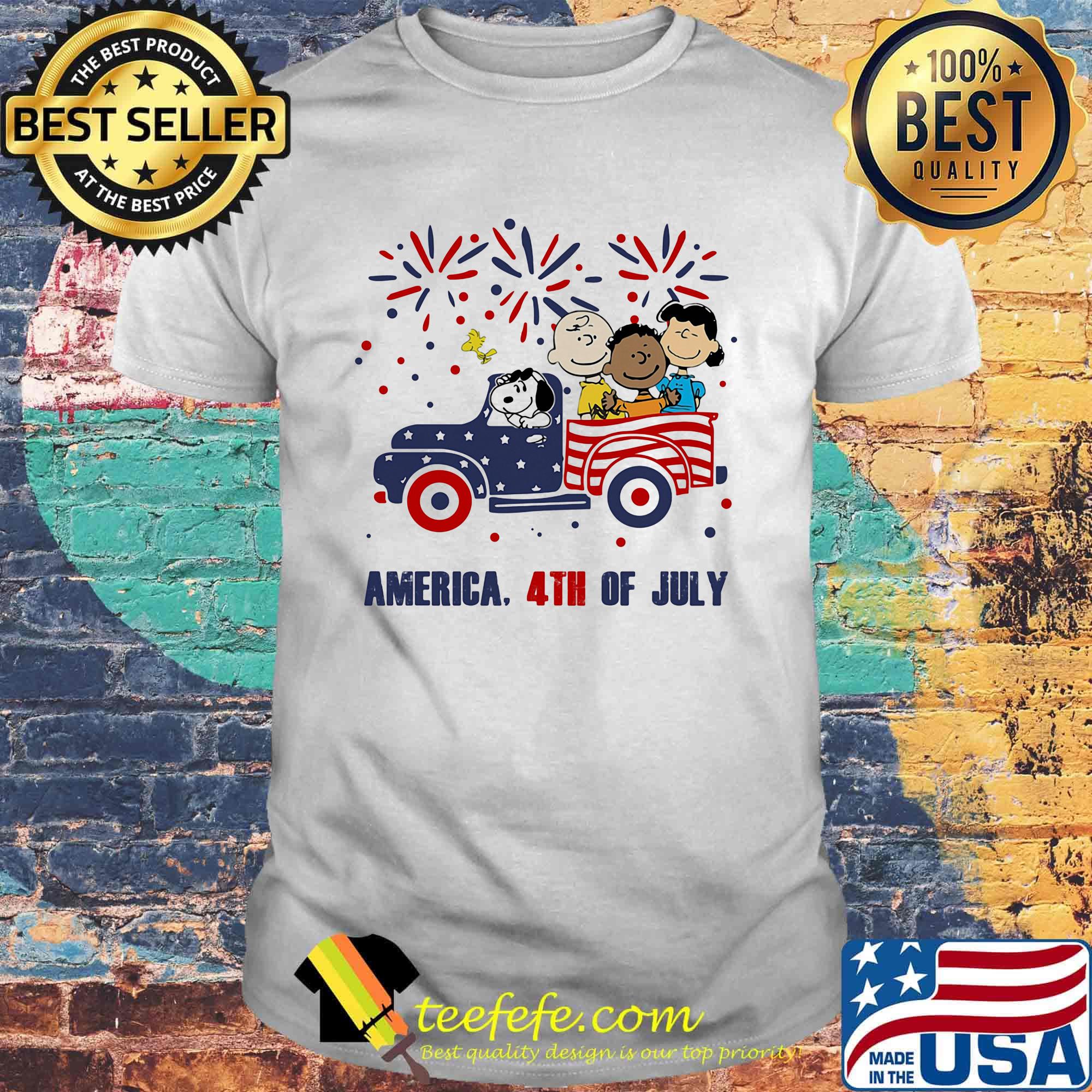 The peanuts characters driving car fire america 4th of july independence day shirt The peanuts characters driving car fire america 4th of july independence day shirt