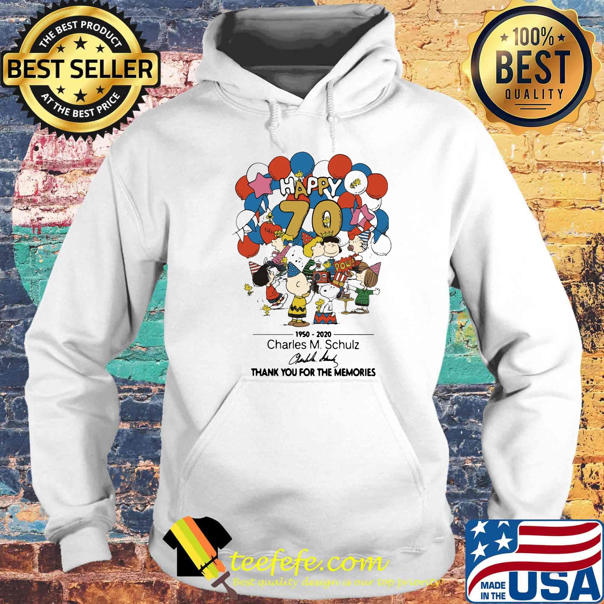 The peanuts happy 70th 1950 2020 charles m. Schulz thank you for the memories signature s Hoodie The peanuts happy 70th 1950 2020 charles m. Schulz thank you for the memories signature s Hoodie