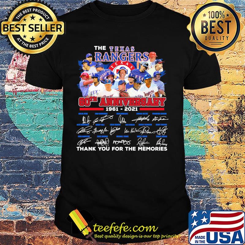 The texas rangers 60th anniversary 1961 2020 thank you for the memories signatures shirt