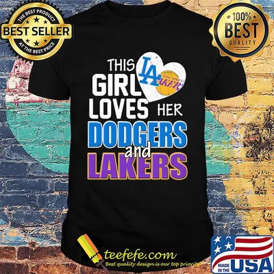 This girl loves her dodgers and lakers heart shirt