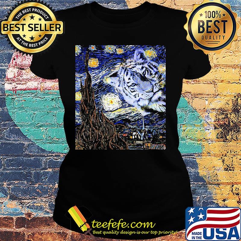 Tiger Sky Tree House Blue Yellow White Shirt Ladies tee Tiger Sky Tree House Blue Yellow White Shirt Ladies tee