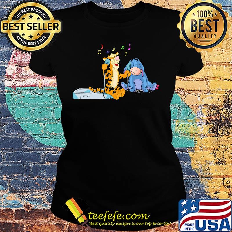 Tigger Eeyore listen music s Ladies tee Tigger Eeyore listen music s Ladies tee