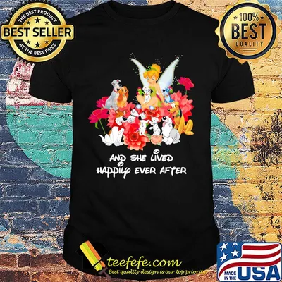 Tinkerbell and dogs and she lived happily ever after shirt
