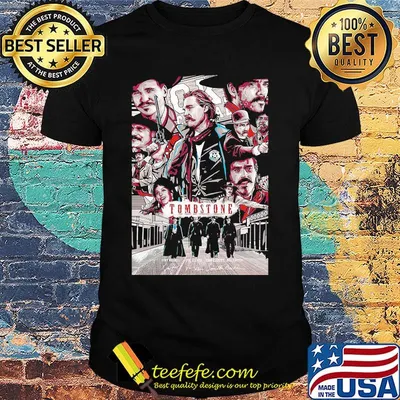 Tombstone film characters signatures poster shirt