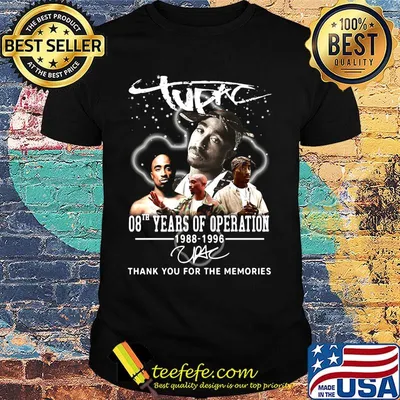 Tupac shakur 08th anniversary 1988 2020 thank you for the memories signatures shirt