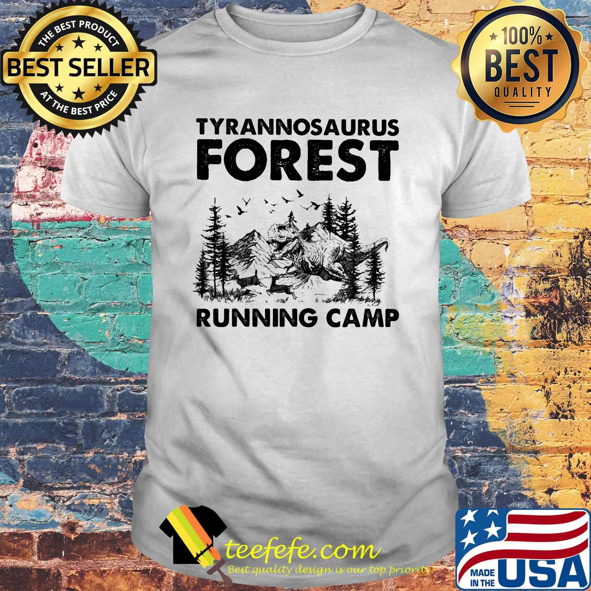 Tyrannosaurus rex forest running camp shirt