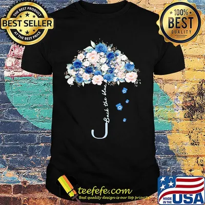 Umbrella flowers back the blue shirt