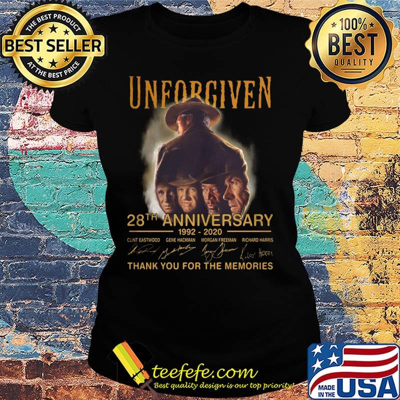 Unforgiven 28th anniversary 1992 2020 thank you for the memories signatures s Ladies tee Unforgiven 28th anniversary 1992 2020 thank you for the memories signatures s Ladies tee