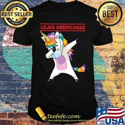 Unicorn mask lojas americanas logo shirt