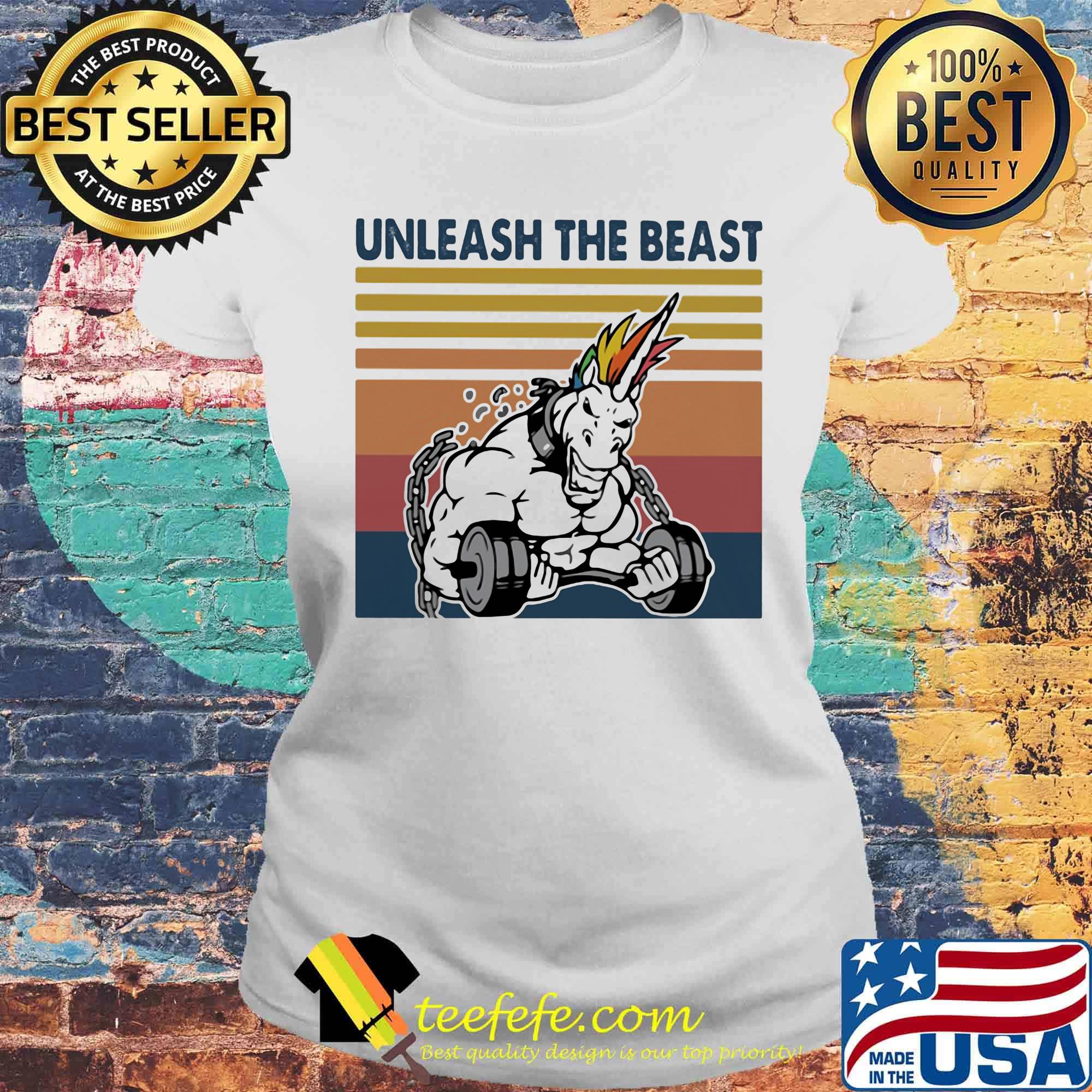 Unicorn unleash the beast vintage retro s Laides tee Unicorn unleash the beast vintage retro s Laides tee