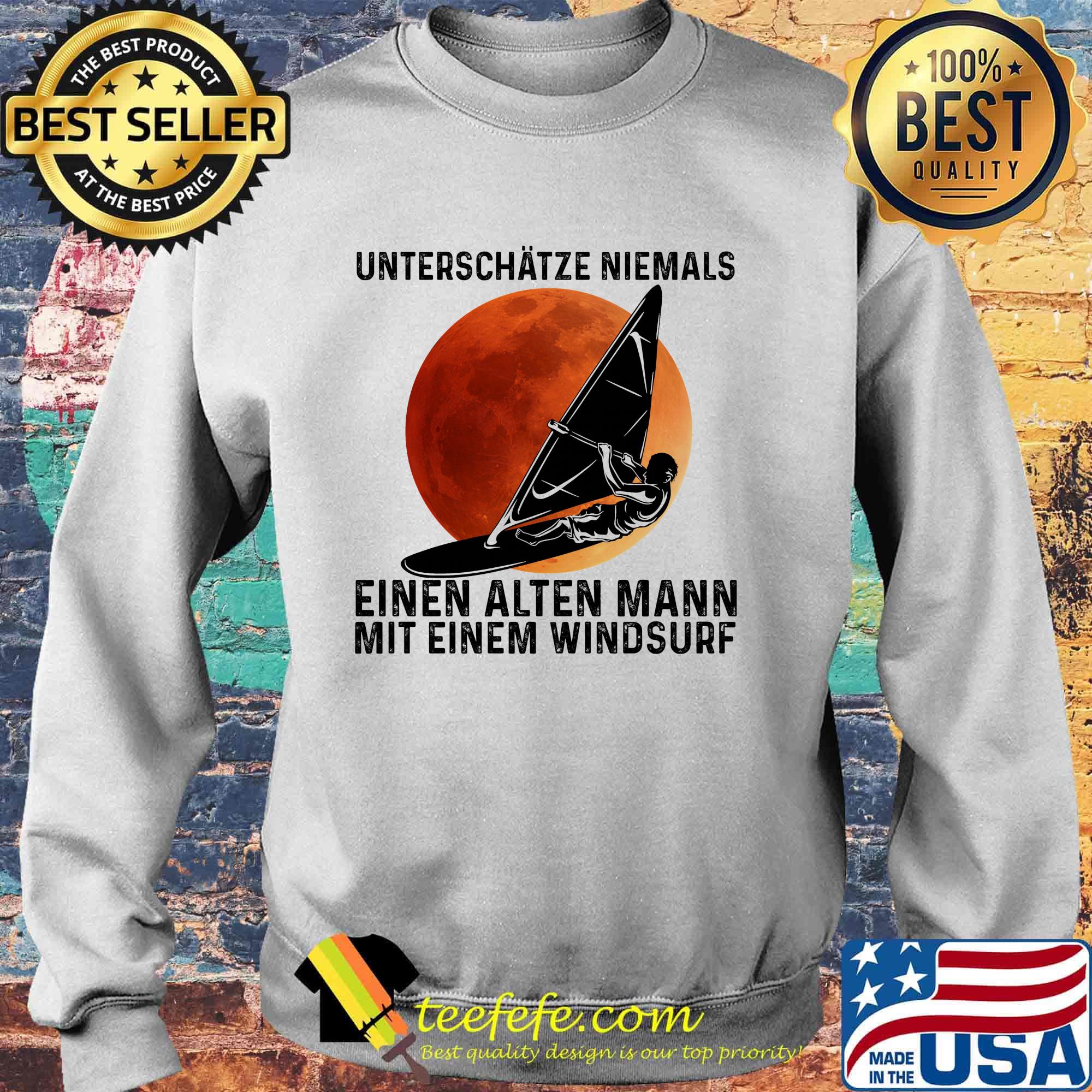 Unterschatze niemals einen alten mann mit einem windsurf sunset s Sweater Unterschatze niemals einen alten mann mit einem windsurf sunset s Sweater