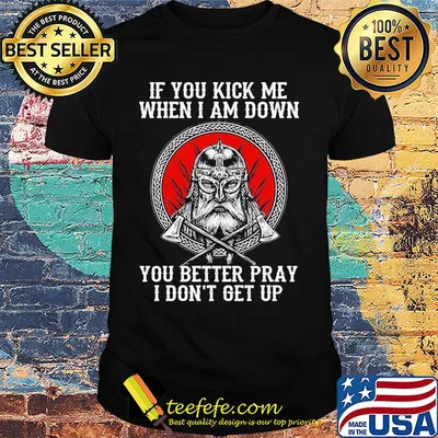 Vikings if you kick me when i am down you better pray i don't get up shirt