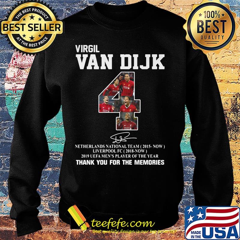 Virgil van dijk 4 netherlands national team 2015-now liverpool fc 2018 now 2019 uefa men's player of the year thank you for the memories signature s Sweater Virgil van dijk 4 netherlands national team 2015-now liverpool fc 2018 now 2019 uefa men's player of the year thank you for the memories signature s Sweater