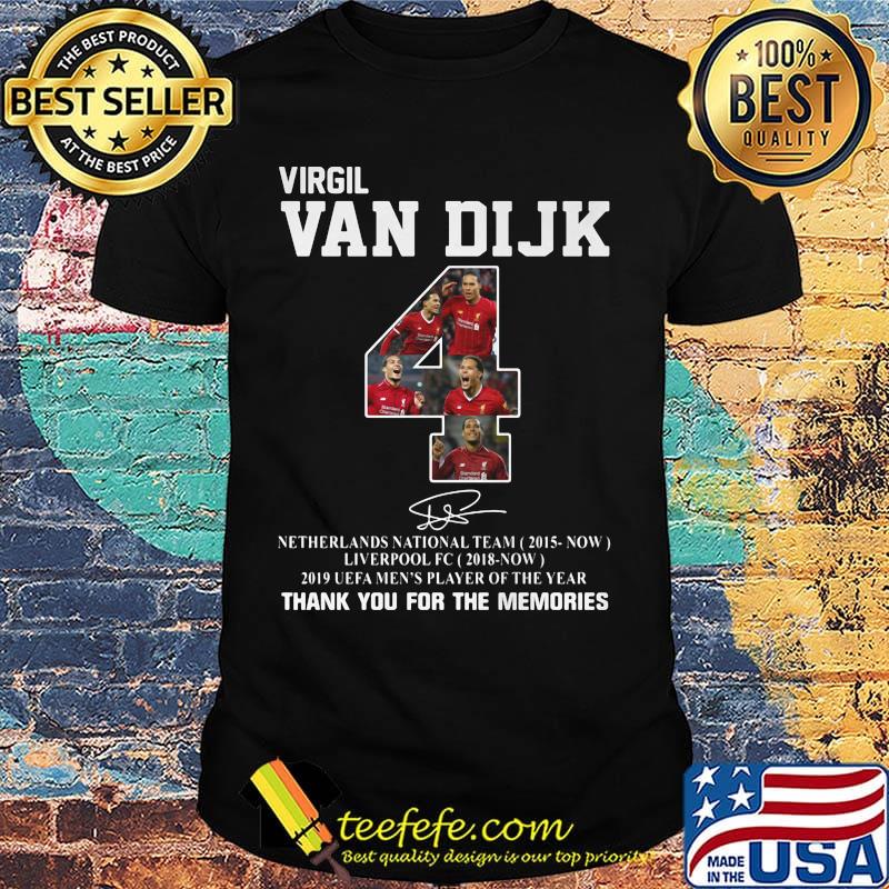 Virgil van dijk 4 netherlands national team 2015-now liverpool fc 2018 now 2019 uefa men's player of the year thank you for the memories signature shirt