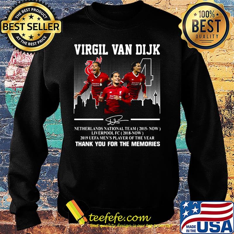 Virgil van dijk netherlands national team 2015-now liverpool fc 2018 now 2019 uefa men's player of the year thank you for the memories signature s Sweater Virgil van dijk netherlands national team 2015-now liverpool fc 2018 now 2019 uefa men's player of the year thank you for the memories signature s Sweater