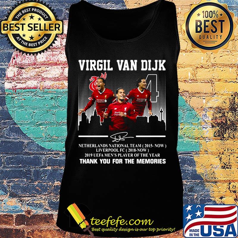 Virgil van dijk netherlands national team 2015-now liverpool fc 2018 now 2019 uefa men's player of the year thank you for the memories signature s Tank top Virgil van dijk netherlands national team 2015-now liverpool fc 2018 now 2019 uefa men's player of the year thank you for the memories signature s Tank top
