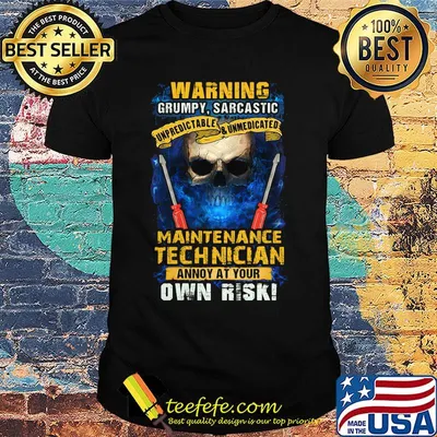 Warning Grumpy Sarcatic Maintenance Technician Anndy At Your Own Risk Skullcap Shirt