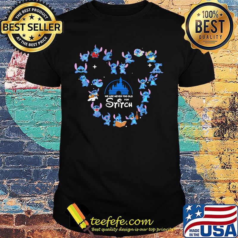 We are never too old for stitch heart shirt