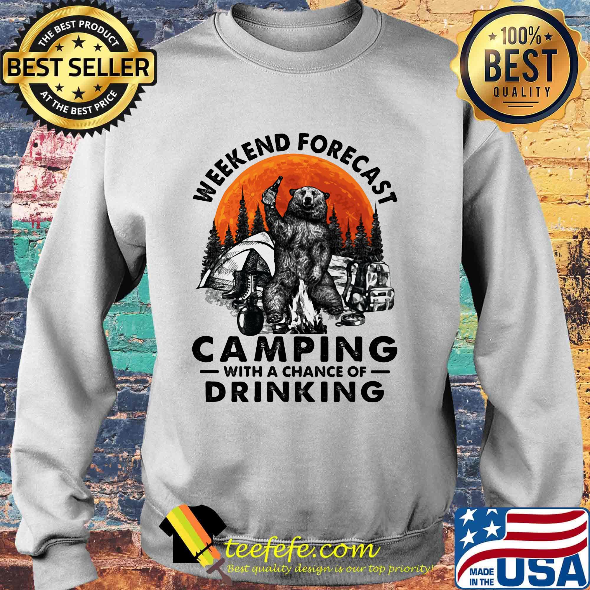 Weekend forecast camping with a chance of drinking bear sunset s Sweater Weekend forecast camping with a chance of drinking bear sunset s Sweater