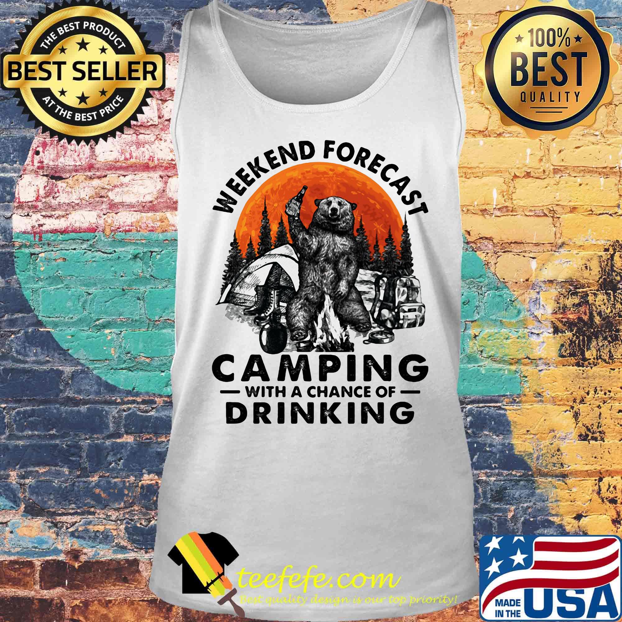 Weekend forecast camping with a chance of drinking bear sunset s Tank top Weekend forecast camping with a chance of drinking bear sunset s Tank top