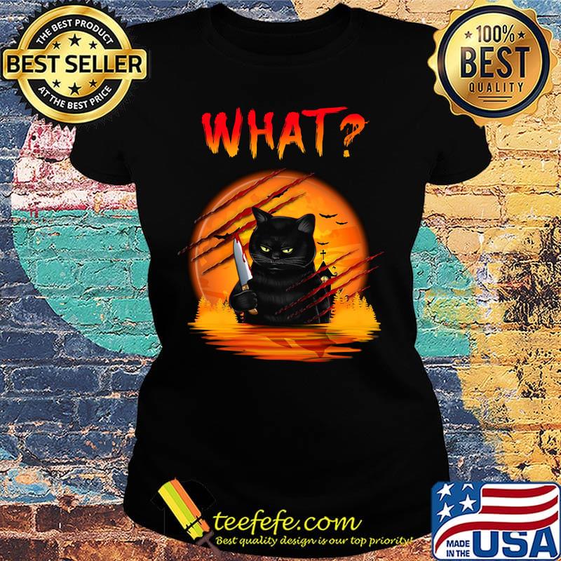 What Black Cat Sunset Halloween Shirt Ladies tee What Black Cat Sunset Halloween Shirt Ladies tee