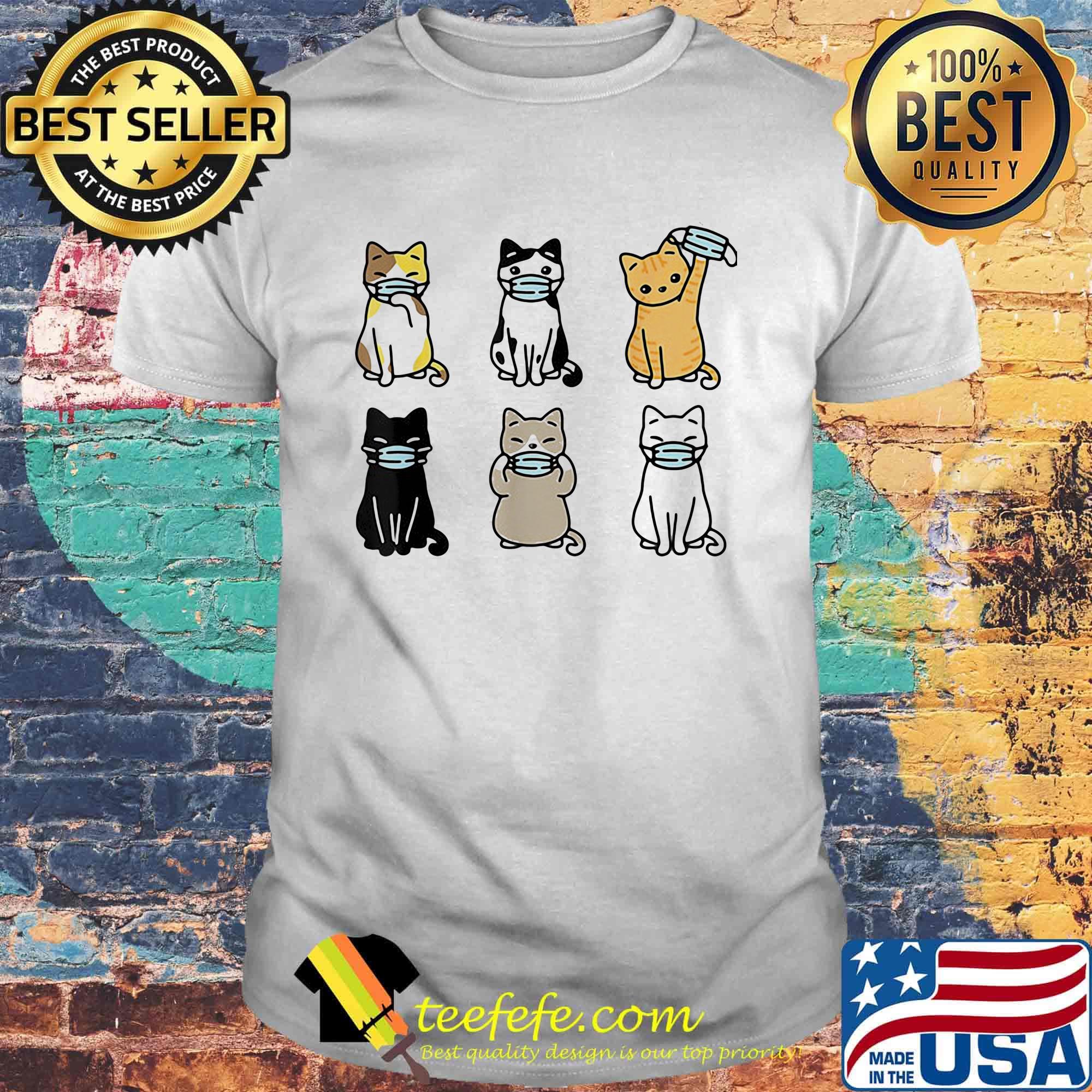 White cats mask classic shirt