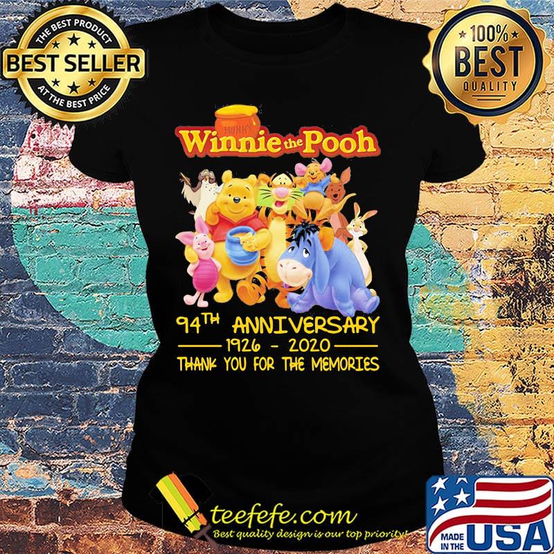 Winnie the pooh 94th anniversary 1926 2020 thank you for the memories s Ladies tee Winnie the pooh 94th anniversary 1926 2020 thank you for the memories s Ladies tee