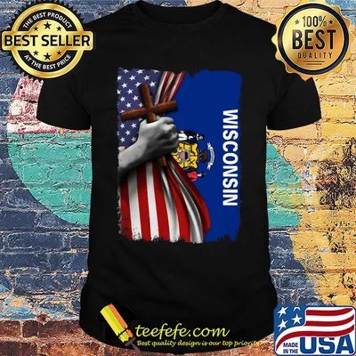 Wisconsin american flag cross happy independence day shirt
